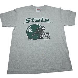 Vintage Michigan State Spartans Helmet Gray Medium T-Shirt Y2k
